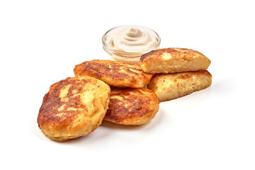 Potato pancakes, isolated on white background