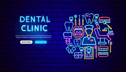 Obraz premium Dental Clinic Neon Banner Design