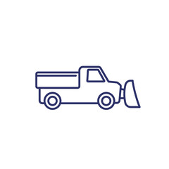 Fototapeta na wymiar snowplow truck icon on white, line art