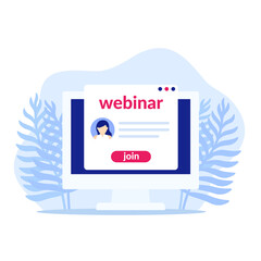 webinar, join online training vector icon