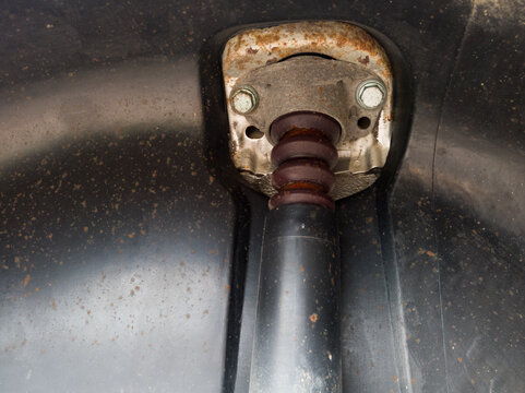 Car rear shock absorber, technical photo, service concept, maintain car parts, car rear shock absorber
