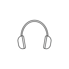 black headphone icon on white background, vector illustration