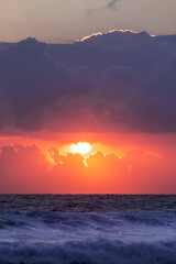 Gold coast colourful cloudy sunrise over the ocean
