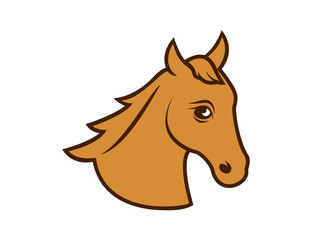 Fototapeta premium Stylized brown horse head icon vector. Beautiful silhouette brown horse head vector. Simple horse head icon isolated on a white background