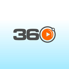 360 degree round video icon, 360 vector logo design template idea and inspiration.