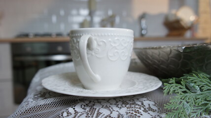 Tea set on the holiday table