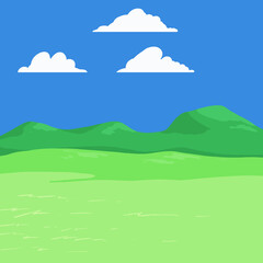 Landscape simple cartoon style wallpaper art illustration design poster