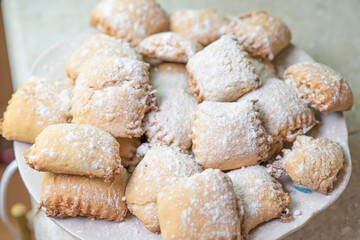 Sweet pastries are on the plate