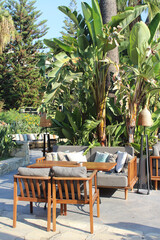 Stylish table and chairs in the garden