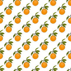 Fototapeta na wymiar Seamless pattern with orange fruits and leaves