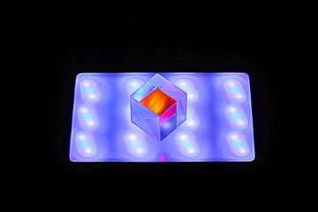 Prism cube illuminated by LED