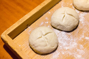Homemade pizza or focaccia dough