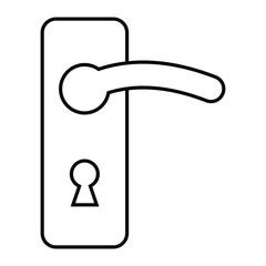 security lock and handle door, black and white icon, vector	