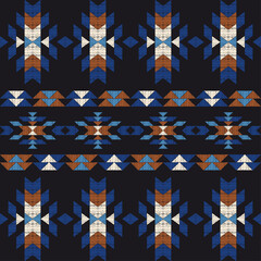 Navajo mosaic rug with traditional folk geometric pattern. Native American Indian blanket. Aztec elements. Seamless pattern. Vector illustration for web design or print.