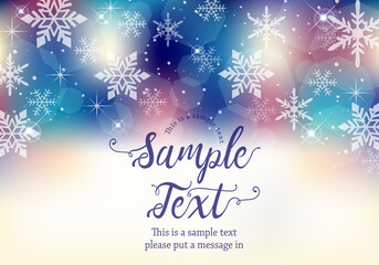 きらめく雪の結晶背景フレーム（夜空）