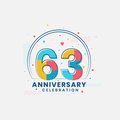 Fototapeta premium 63 Anniversary celebration, Modern 63rd Anniversary design