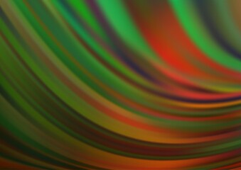 Dark Green, Red vector background with bent lines. A vague circumflex abstract illustration with gradient. Brand new design for your ads, poster, banner.