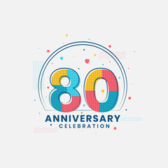 Fototapeta premium 80 Anniversary celebration, Modern 80th Anniversary design