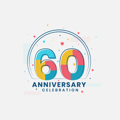 Fototapeta premium 60 Anniversary celebration, Modern 60th Anniversary design
