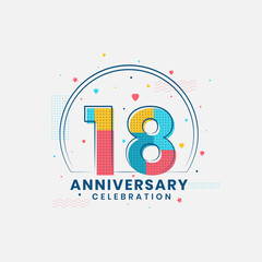 Obraz premium 18 Anniversary celebration, Modern 18th Anniversary design