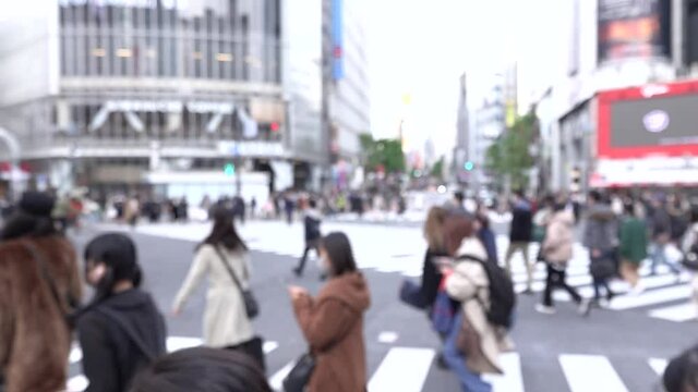 東京　渋谷スクランブル交差点　2020年12月　コロナ感染爆発　スーパースロー