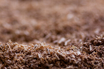 Detalles de aserrín en maderería.
