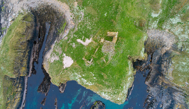 Ruined Castle near Forse and Viking Boatyard on the Caithness Coast