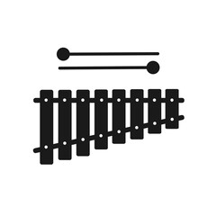 Xylophone musical instrument silhouette icon. Children`s xylophone isolated on white background.  Vector stock