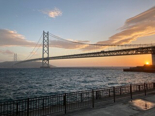 明石海峡大橋の夕暮れ