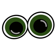 Cartoon illustration of green eyes