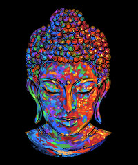 Existential isolated vector Image of Lord Buddha in the style of Abstract impressionism