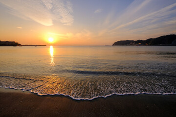 神奈川県逗子海岸の夕日