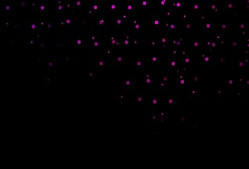 Dark Pink vector background with triangles, circles, cubes.