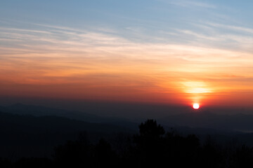 Obraz premium colorful of sky and beautiful mountain landscape.Morning sunrise time mountain scenery 