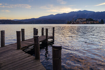 Wooden pier over lake