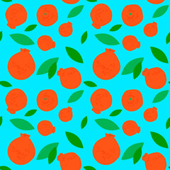 seamless pattern with Jeju Island Orange Hallabong and leaves. silhouettes of fruits. Modern design for packaging, paper, cover, fabric, interior decor, menu and clothes