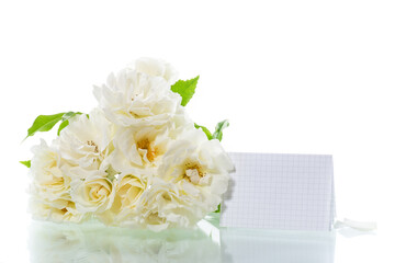 bouquet of beautiful white roses isolated on white