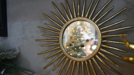 Gold mirror, designer piece for the home