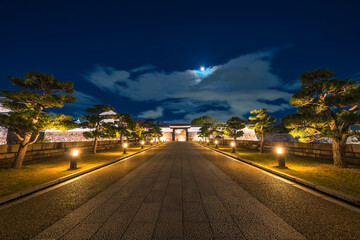 Entrance to Osaka castle park in Osaka city. Japan