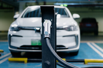 electric car charging in the station