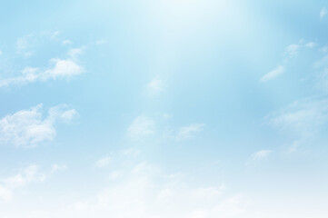 Blue sky with white cloud. The summer heaven is colorful clearing day Good weather and beautiful nature in the morning.