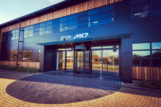 MK-7 Red Bull Racing office building responsible for Formula 1 racing  team: Milton Keynes,England-October 2019