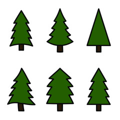 Set of 9 different trees, can be used to make invitational cards, forests, for holiday cards, greeting. Merry Christmas trees isolated on white background EPS Vector