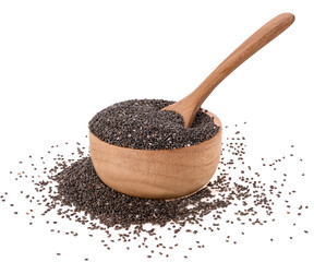 Chia seeds on white background