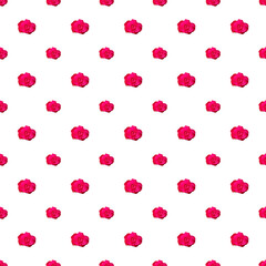 Beautiful seamless pattern of red fresh roses with water drops on white background. Flowers abstract seamless pattern.