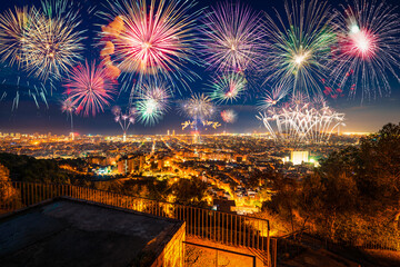 Fireworks display in Barcelona. Spain
