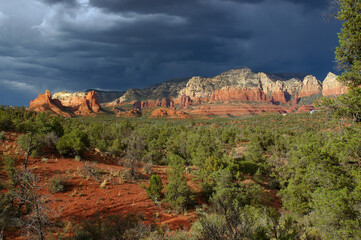 Red Rock Park Sedona Arizona with storm clouds