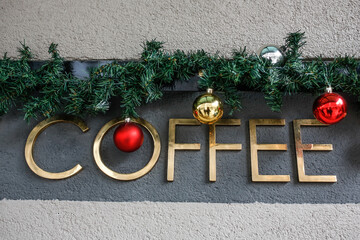 Coffee shop and christmas lights