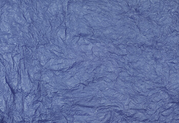Texture of crumpled blue craft tissue paper
