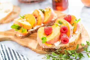 Peach ricotta toast